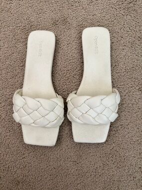 Open Edit White Braided Slide Mules - Women's